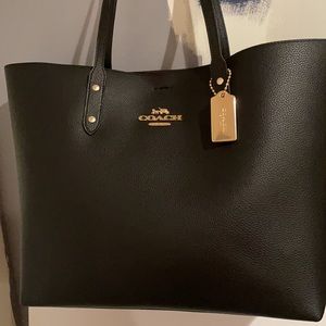 Coach Black Leather Tote NWT